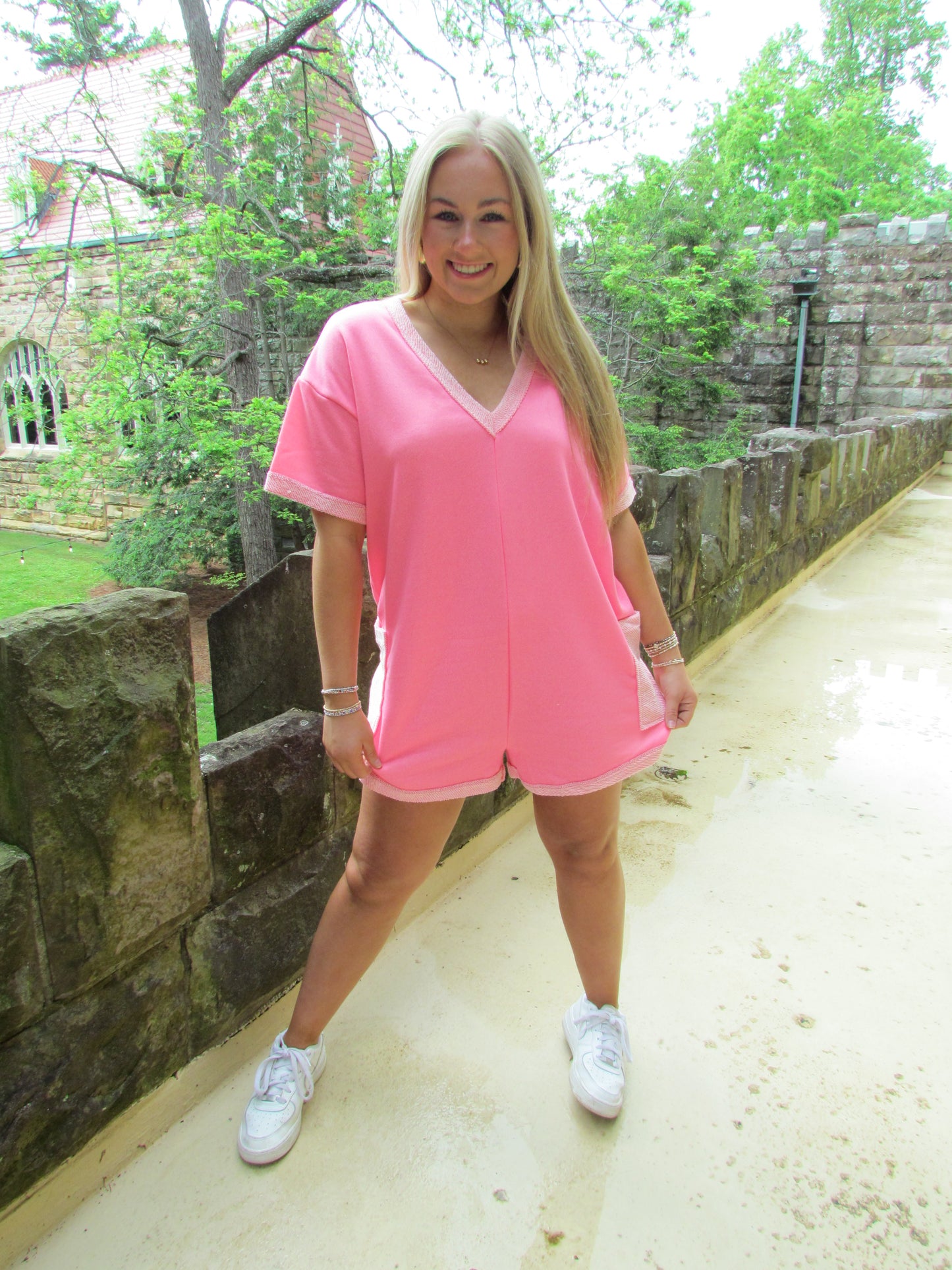 Perfectly Pink Short Sleeve Romper