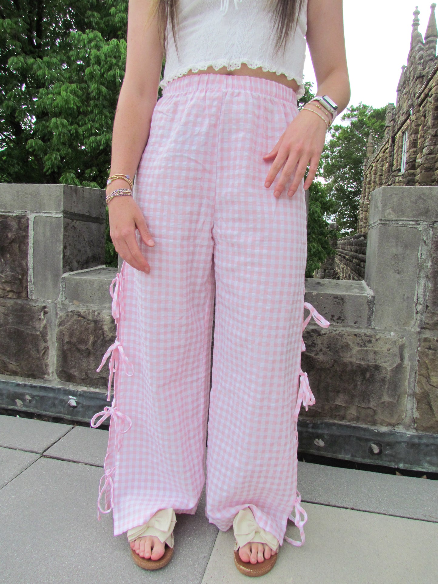 Checkered Charm Bow Pants