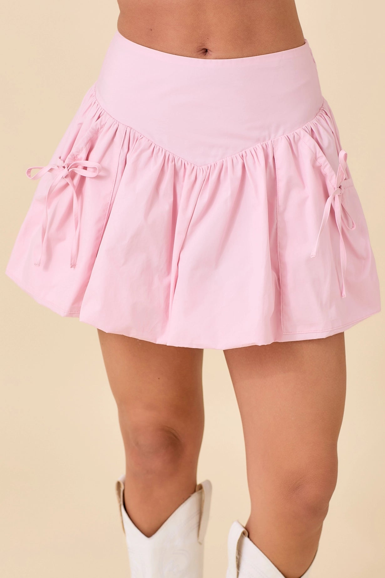 Bubblegum Ribbon Bow Tie Skort
